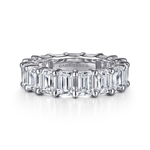 14K White Gold Shared Prong Emerald Cut Diamond Eternity Band