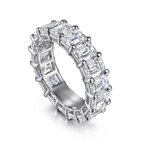 14K White Gold Shared Prong Emerald Cut Diamond Eternity Band