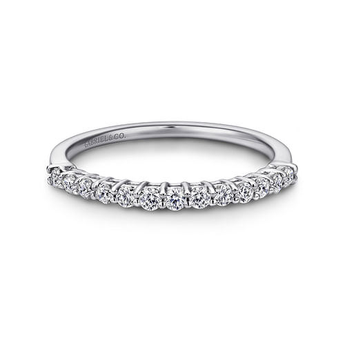 14K White Gold Shared Prong Set Diamond Wedding Band