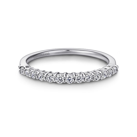 Gabriel - 14K White Gold Shared Prong Set Diamond Wedding Band