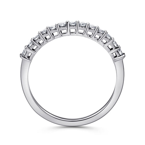 14K White Gold Shared Prong Set Diamond Wedding Band