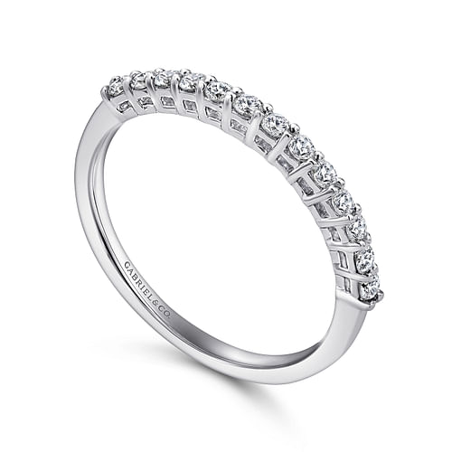 14K White Gold Shared Prong Set Diamond Wedding Band