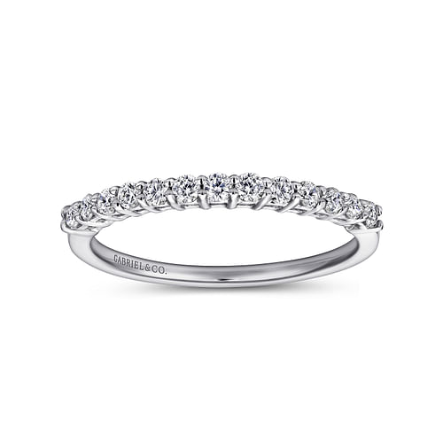 14K White Gold Shared Prong Set Diamond Wedding Band