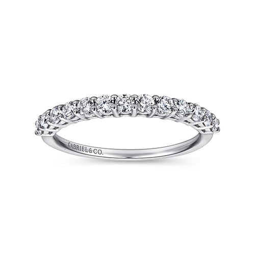 14K White Gold Shared Prong Set Diamond Wedding Band