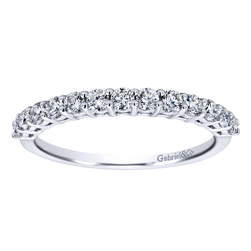 14K White Gold Shared Prong Set Diamond Wedding Band