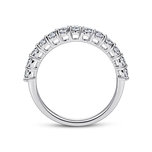 14K White Gold Shared Prong Set Diamond Wedding Band