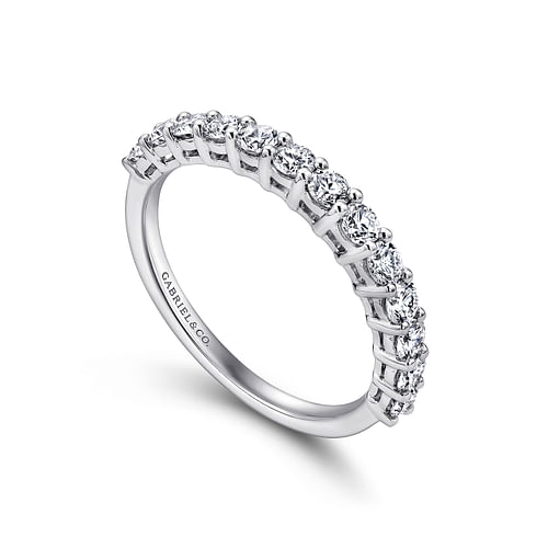 14K White Gold Shared Prong Set Diamond Wedding Band