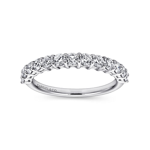 14K White Gold Shared Prong Set Diamond Wedding Band