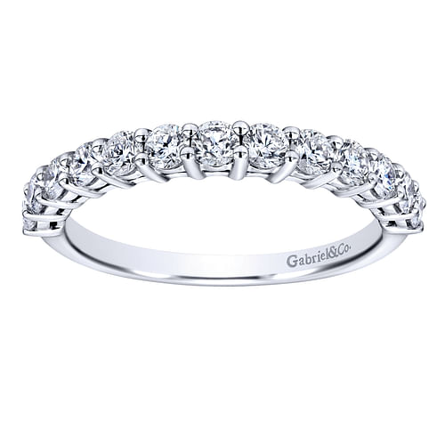 14K White Gold Shared Prong Set Diamond Wedding Band