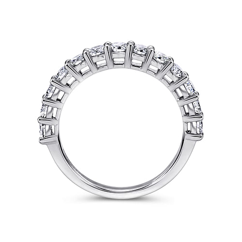 14K White Gold Shared Prong Set Diamond Wedding Band