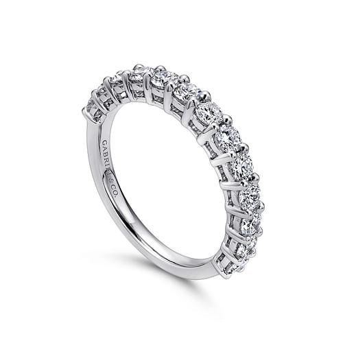 14K White Gold Shared Prong Set Diamond Wedding Band