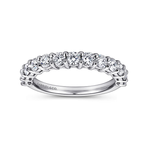 14K White Gold Shared Prong Set Diamond Wedding Band