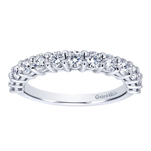 14K White Gold Shared Prong Set Diamond Wedding Band