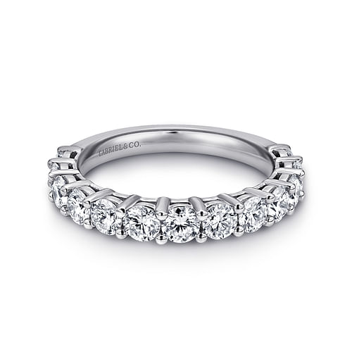 14K White Gold Shared Prong Set Diamond Wedding Band