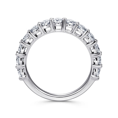 14K White Gold Shared Prong Set Diamond Wedding Band