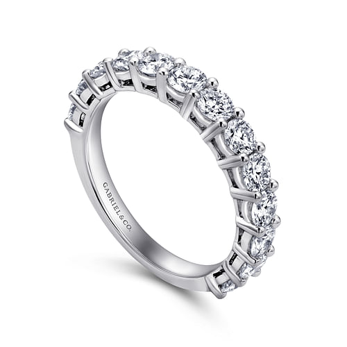 14K White Gold Shared Prong Set Diamond Wedding Band