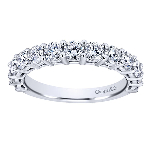 14K White Gold Shared Prong Set Diamond Wedding Band