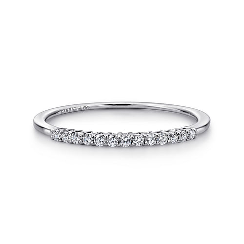 14K White Gold Shared Prong Set Diamond Wedding Band