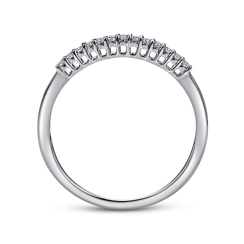 14K White Gold Shared Prong Set Diamond Wedding Band