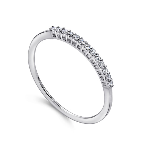 14K White Gold Shared Prong Set Diamond Wedding Band