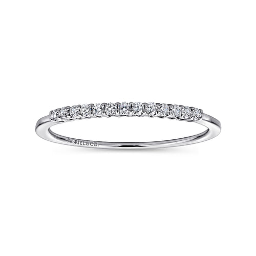 14K White Gold Shared Prong Set Diamond Wedding Band