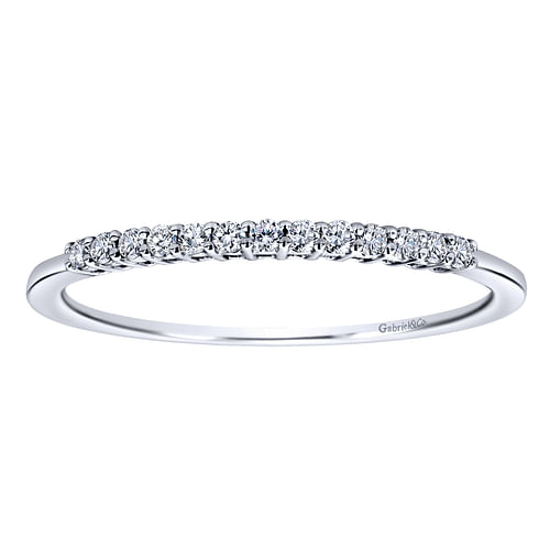 14K White Gold Shared Prong Set Diamond Wedding Band