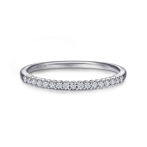 14K White Gold Shared Prong Set Diamond Wedding Band