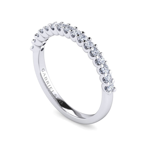 14K White Gold Shared Prong Set Diamond Wedding Band
