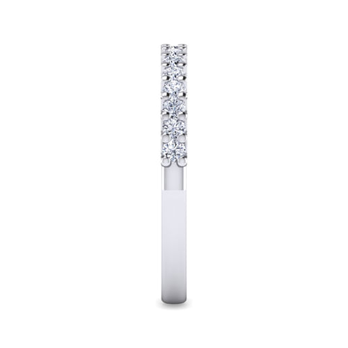 14K White Gold Shared Prong Set Diamond Wedding Band