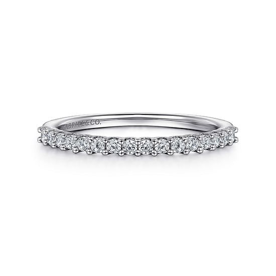 Gabriel - 14K White Gold Shared Prong Set Diamond Wedding Band