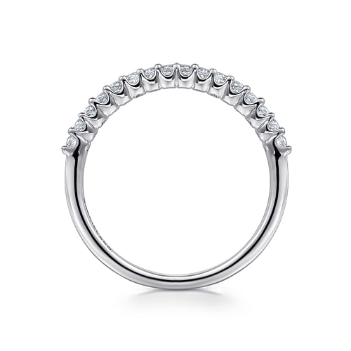 14K White Gold Shared Prong Set Diamond Wedding Band