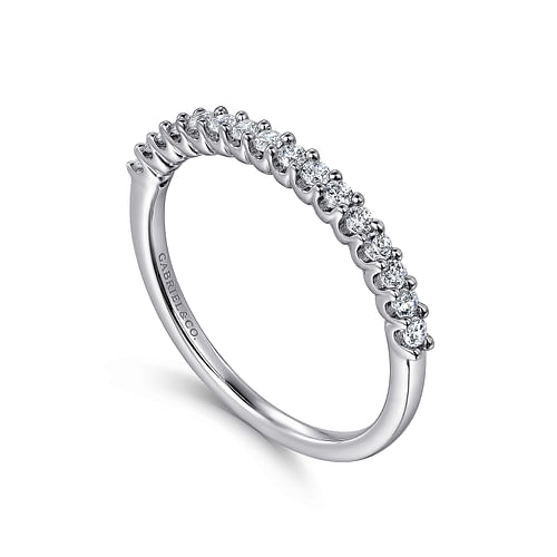 14K White Gold Shared Prong Set Diamond Wedding Band