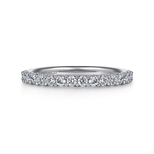 14K White Gold Shared Prong Set Diamond Wedding Band