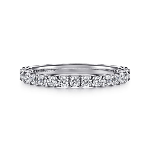 14K White Gold Shared Prong Set Diamond Wedding Band