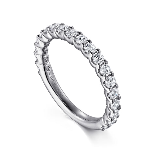 14K White Gold Shared Prong Set Diamond Wedding Band