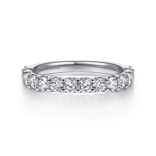 14K White Gold Shared Prong Set Diamond Wedding Band