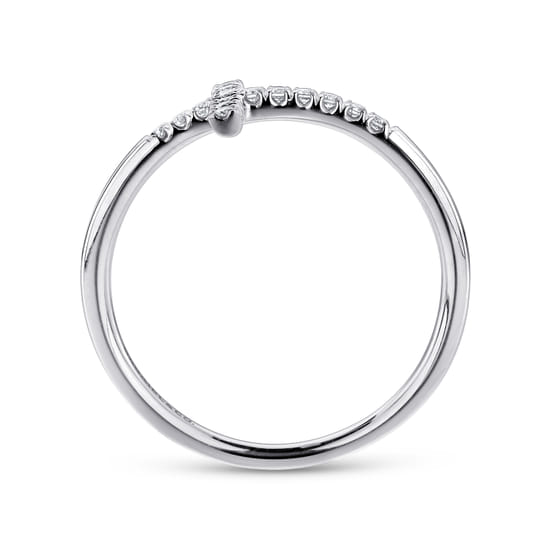 14K White Gold Sideways Cross Diamond Ring angle 2