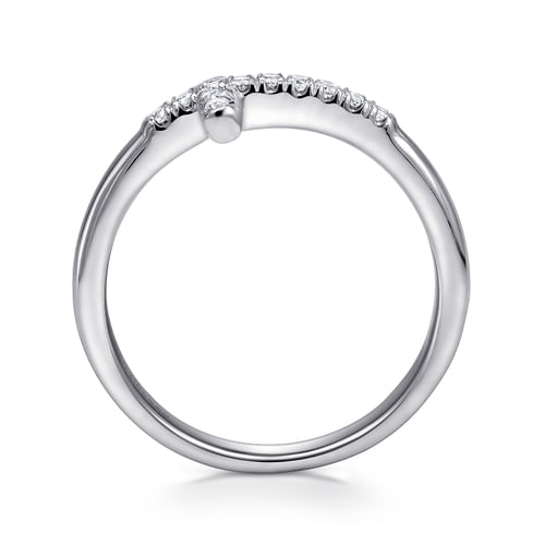 14K White Gold Sideways Diamond Cross Ring