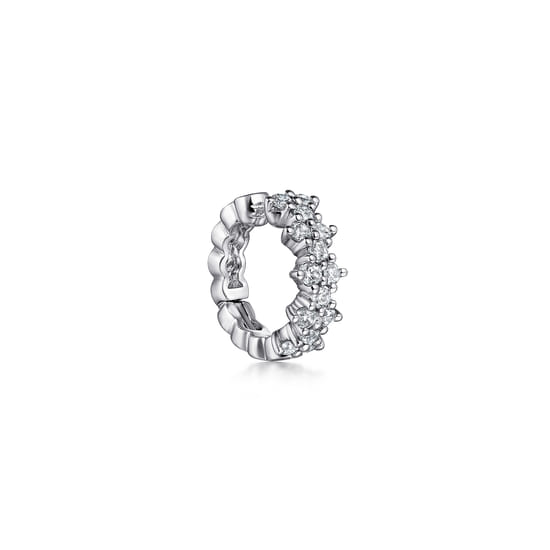 14K White Gold Single Diamond Ear Cuff angle 2
