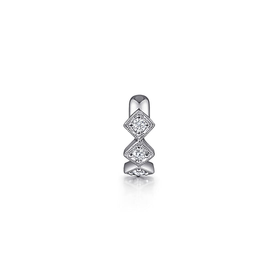 Gabriel - 14K White Gold Single Diamond Square Ear Cuff Earring