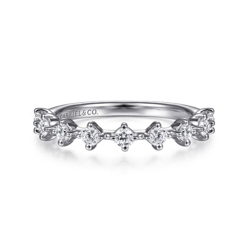 14K White Gold Single Prong Diamond Anniversary Band