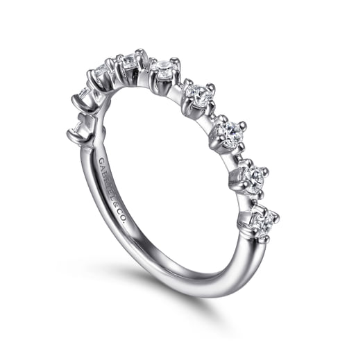 14K White Gold Single Prong Diamond Anniversary Band