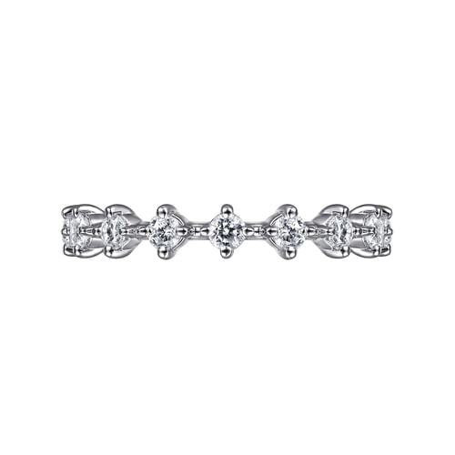 14K White Gold Single Prong Diamond Anniversary Band