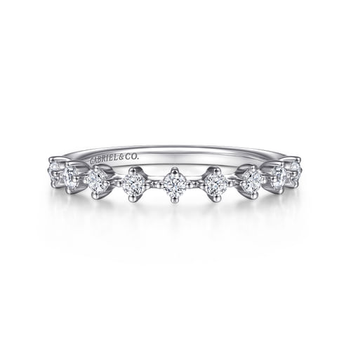 14K White Gold Single Prong Diamond Anniversary Band