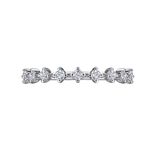 14K White Gold Single Prong Diamond Anniversary Band