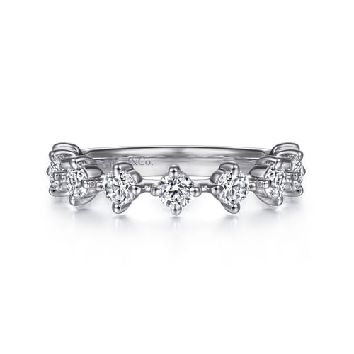 14K White Gold Single Prong Diamond Anniversary Band