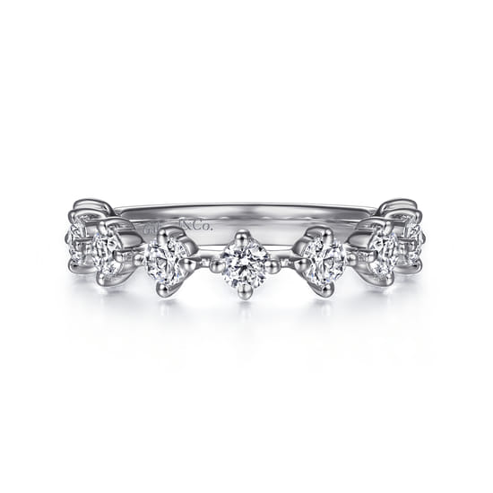 14K White Gold Single Prong Diamond Anniversary Band