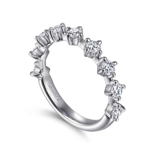 14K White Gold Single Prong Diamond Anniversary Band
