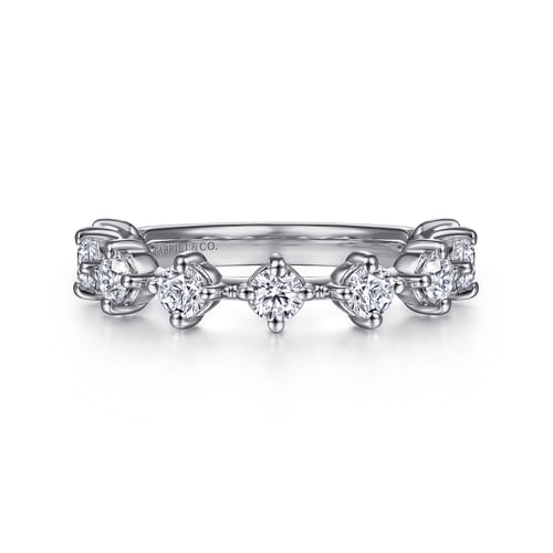 14K White Gold Single Prong Diamond Anniversary Band