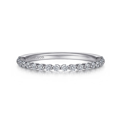 14K White Gold Single Prong Diamond Anniversary Band